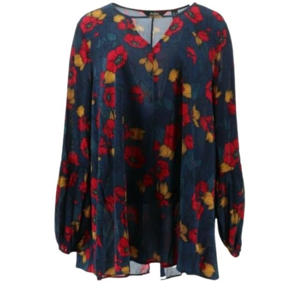 Du Jour Printed Woven Tunic with Balloon Sleeves